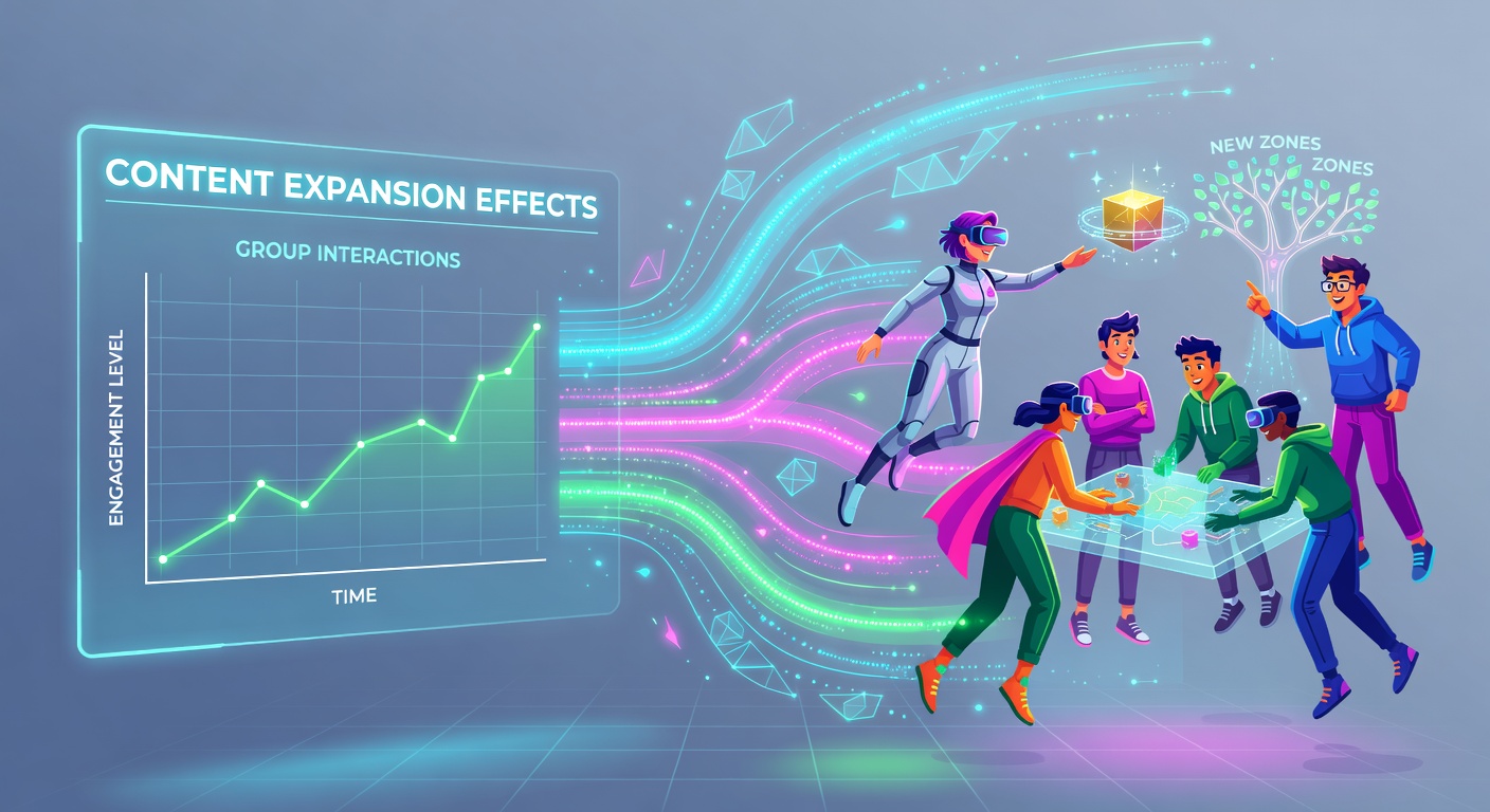 Virtual avatars gather in an expanded multiplayer zone with new interactive elements and shared objectives