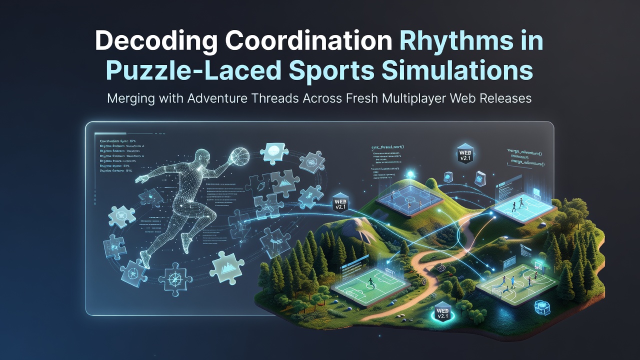 Multiplayer web game interface showing players coordinating puzzle elements within a sports simulation environment