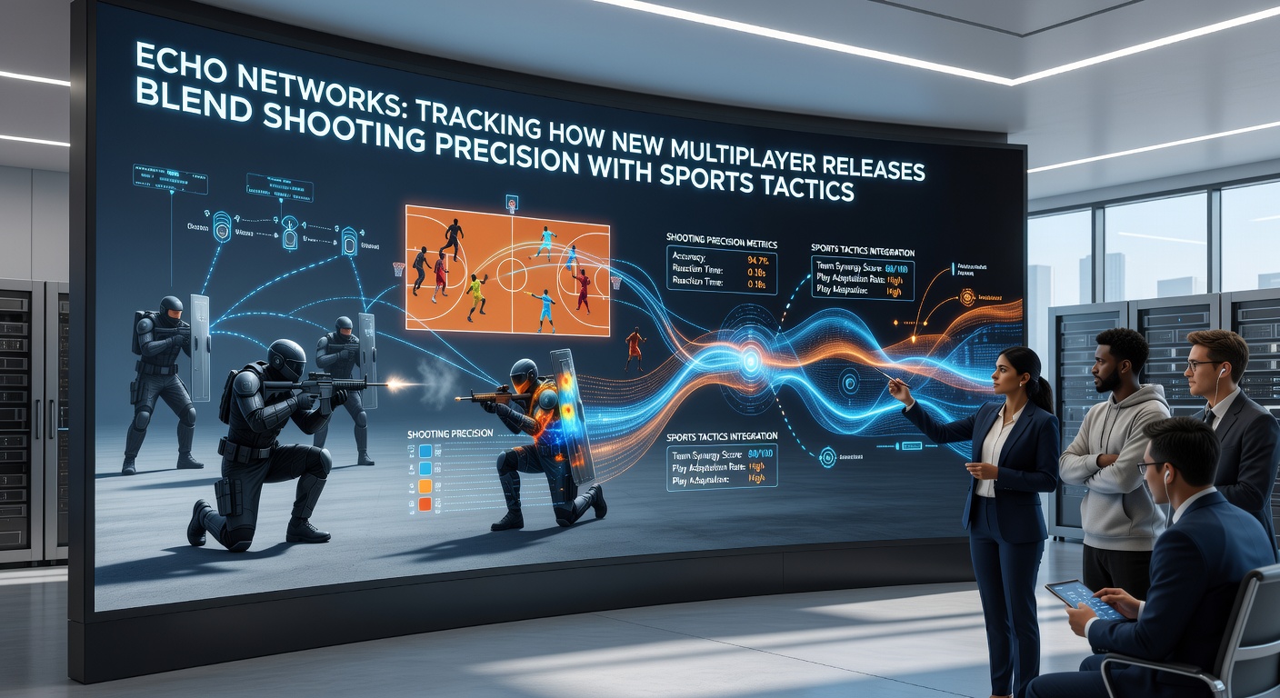 Multiplayer session visualization from Echo Networks highlighting tactical overlays in a web-based shooting sports hybrid