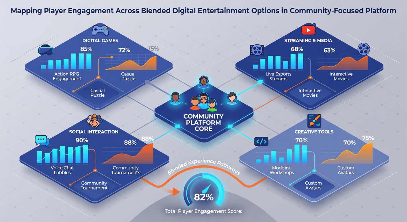 Analytics dashboard displaying player engagement metrics across blended entertainment options