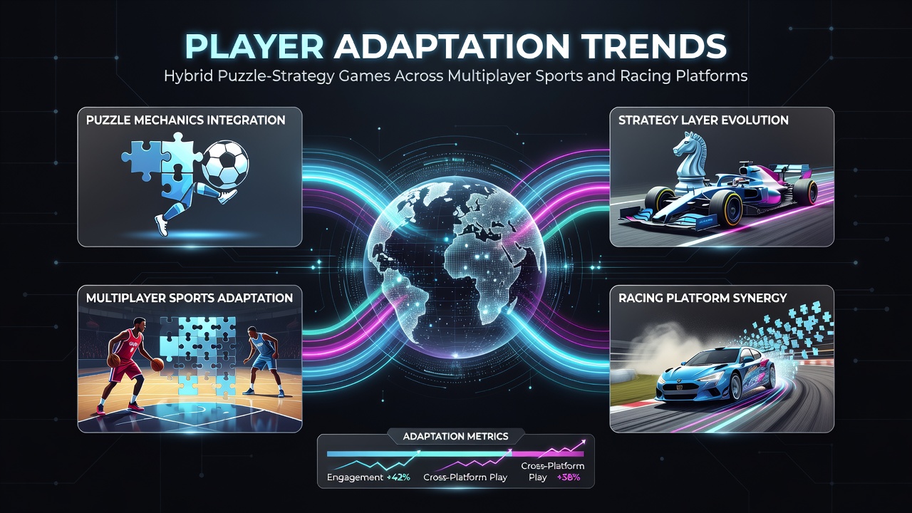 Multiplayer athletes solving strategic puzzle overlays during a live racing competition on digital platforms