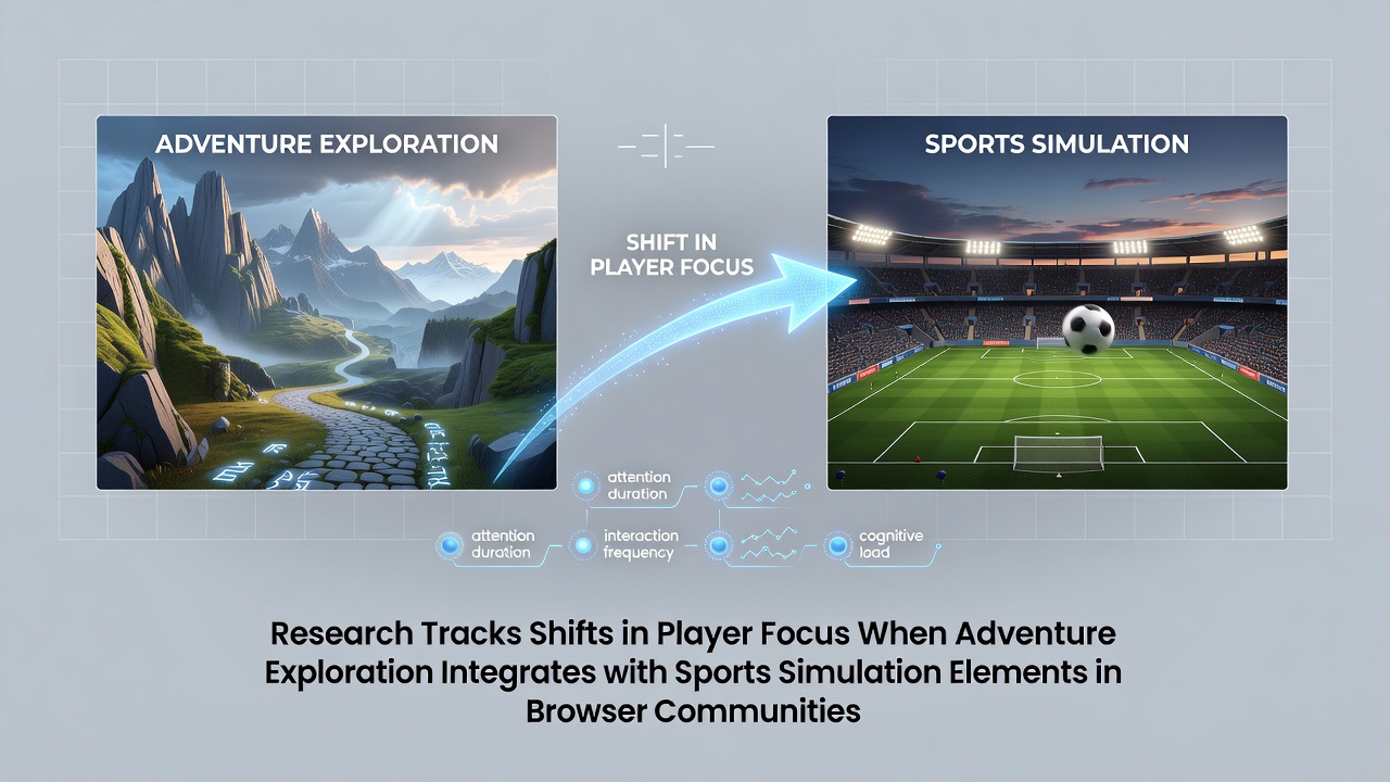 Browser game interface showing integrated adventure and sports simulation elements with player activity overlays