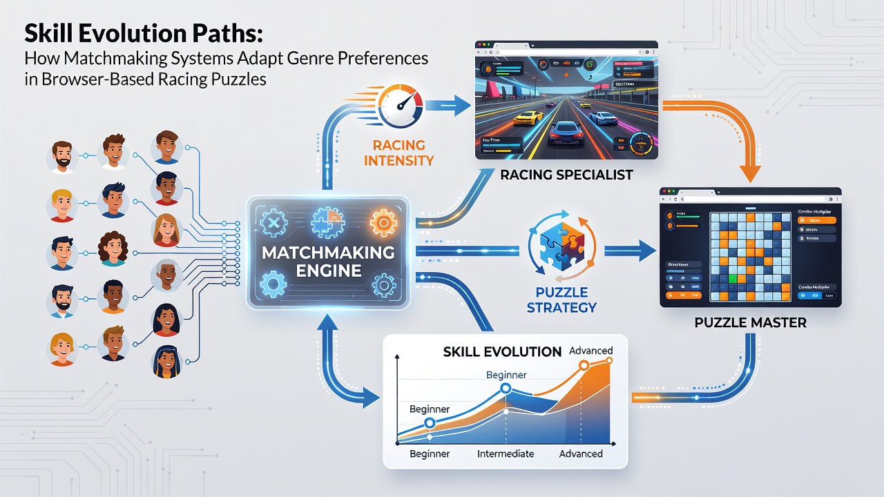 Data visualization of skill evolution paths in racing puzzle hybrids
